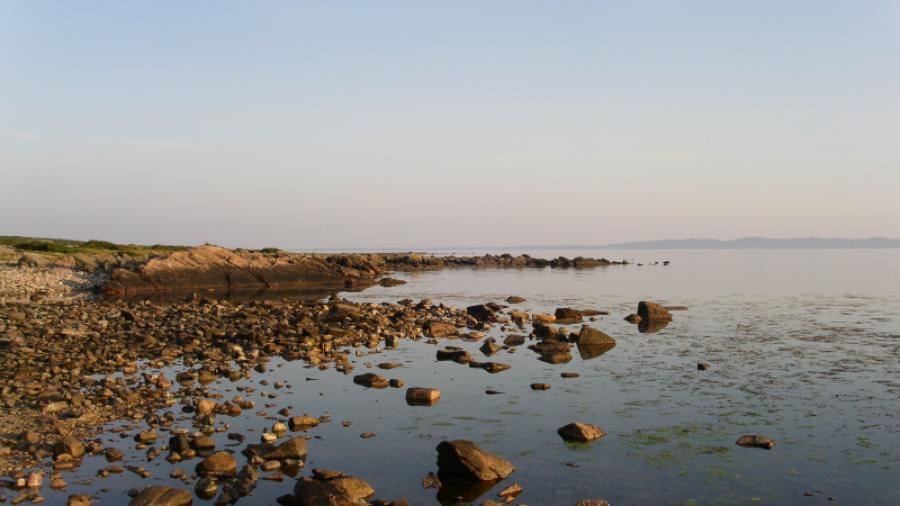 Nedanför Solsidan stenskravelstrand 